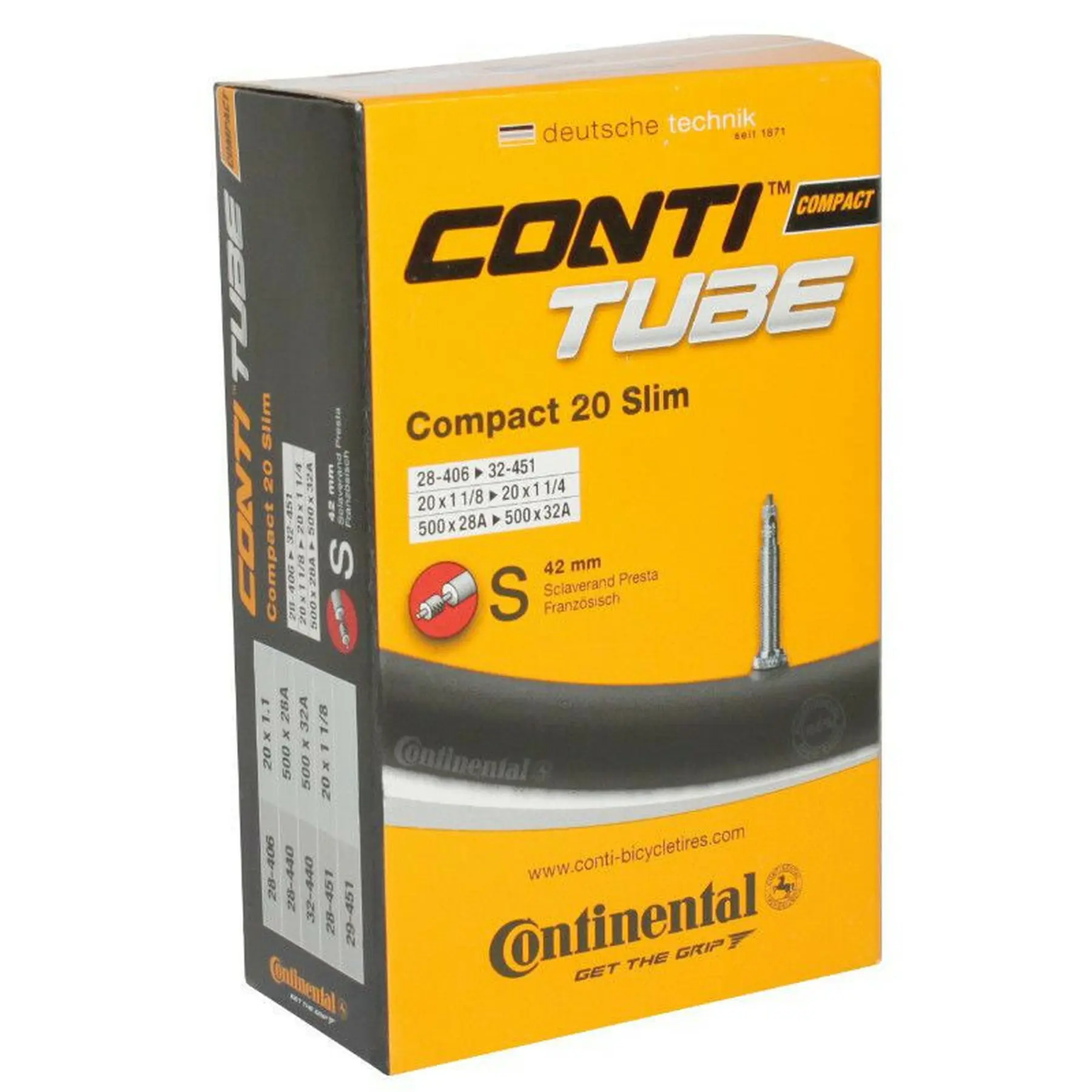 Innerslang med Presta-ventil Continental 20 x 1 1/8-1 1/4 28-406 à 32-451