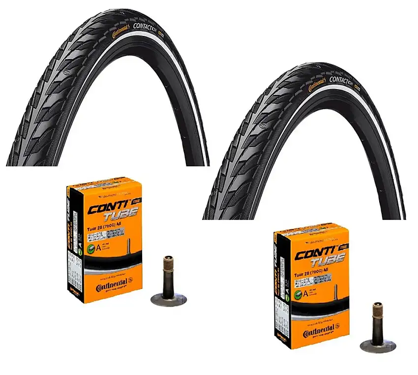 2 Däck + 2 Slangar Continental Contact 700x40C (42-622) med reflex auto/bil ventil