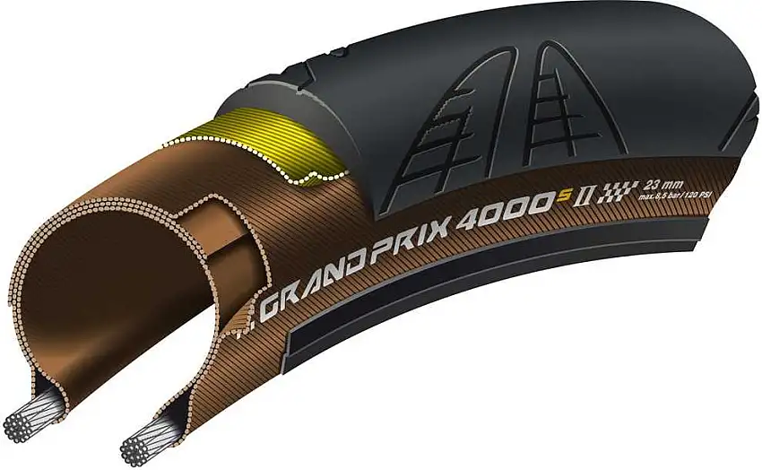 Cykeldäck Continental Grand Prix 4000 S II Vectran Breaker 23-622 vikbart svart/brun