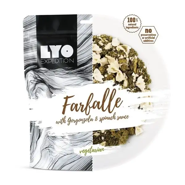 Lyofood Farfalle With Gorgonzola And Spinach Sauce