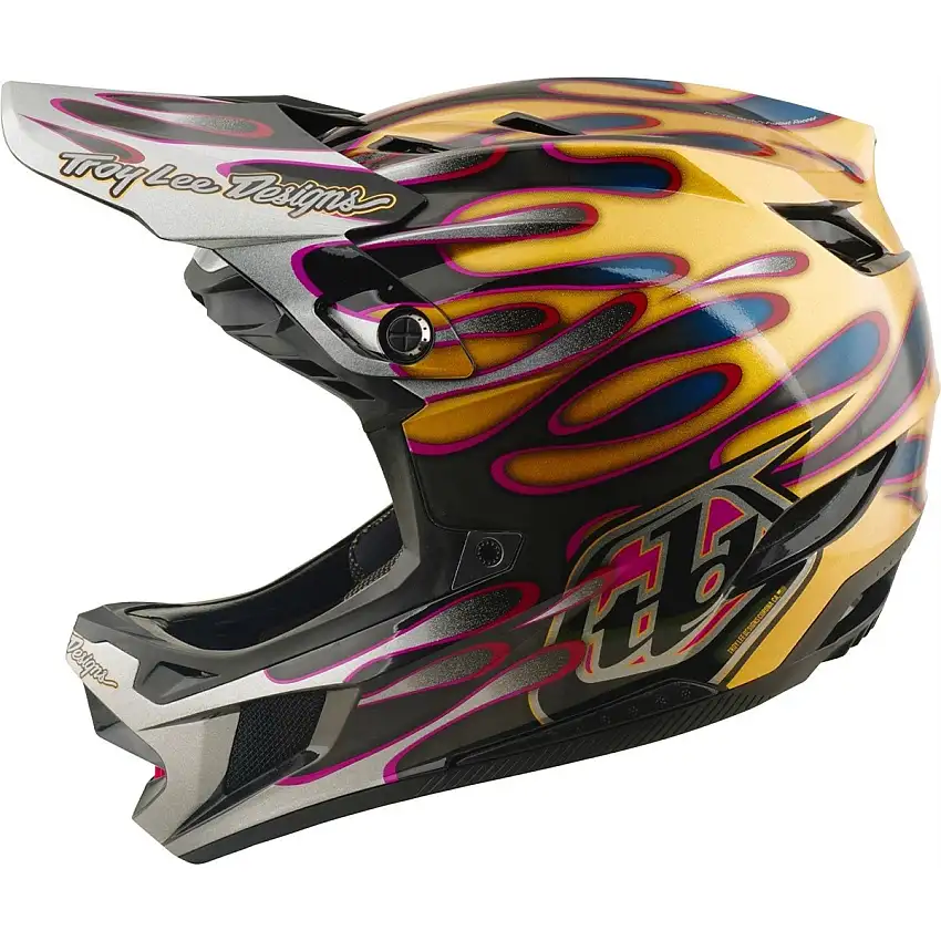 Cykelhjälm Troy Lee Designs D4 Carbon Helmet Mips Overspray Gold/Black