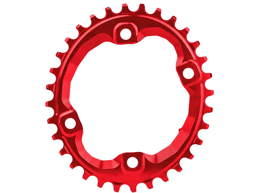 Absolute Black Oval Drev 34T till BCD 96mm röd