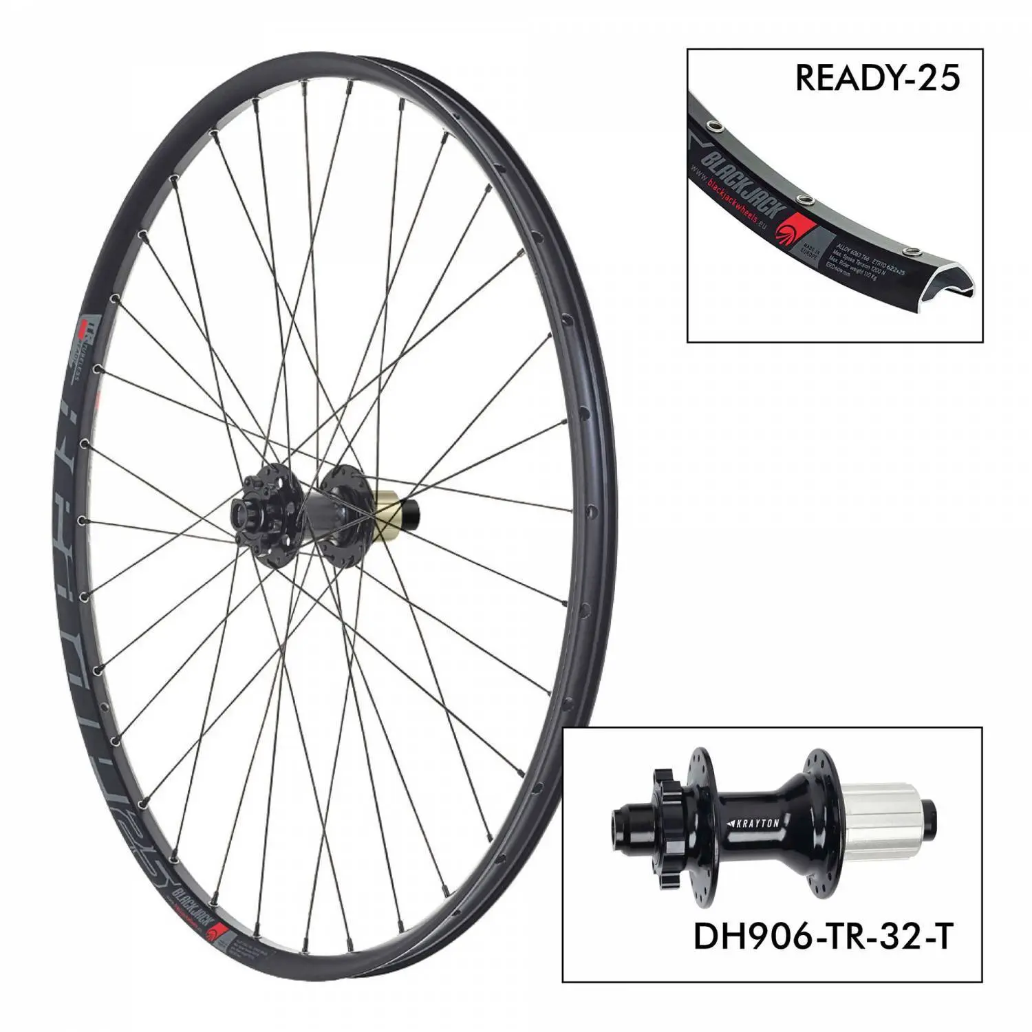 Cykelhjul Black Jack T. Ready25 32H - DH906TR 12x142
