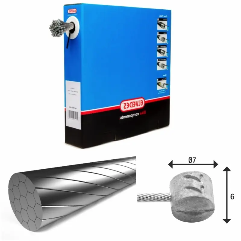 Bromsvajer 1x19 slick rostfritt stål trådar ø1,5mm t-huvud ø7x6mm Elvedes