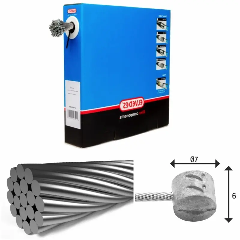 Bromsladdar 1x19 ståltråd Ø1,5mm T-huvud Ø7x6 Elvedes (x50)