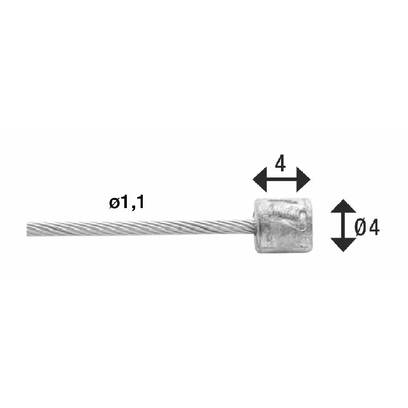 Transmissionskabel 1x19 trådar i rostfritt stål ø1,1mm med n-huvud ø4x4 Elvedes