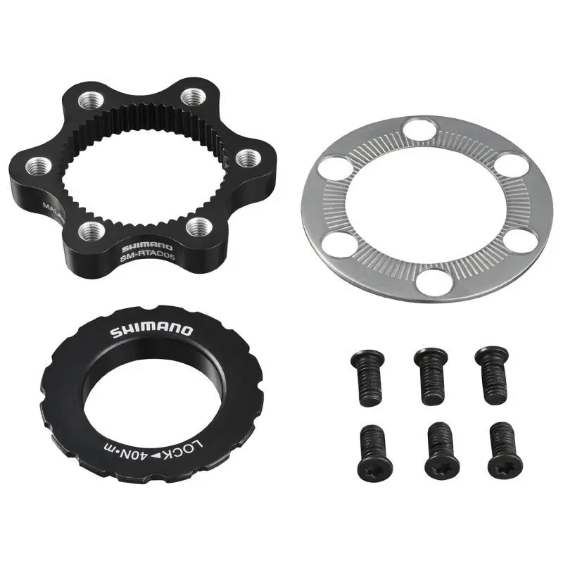 Adapter för skivbromsar på mountainbikes, omvandlar till 6-håls skivmontering för genomgående axel Shimano Centerlock