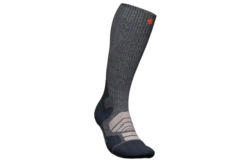 Bauerfeind Löparstrumpor Outdoor Merino Compression Socks High Cut Lava Grey