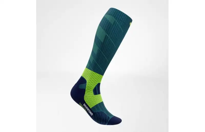 Bauerfeind Löparstrumpor Trail Run Compression Socks High Cut Teal
